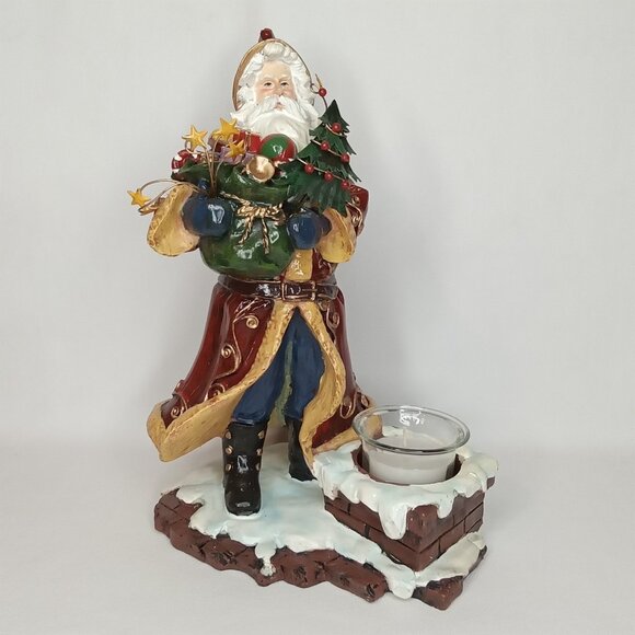 Vintage Christmas Candle Holder With Original Box Ceramic Santa Gift Link 2003 - Picture 2 of 11